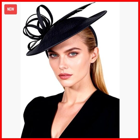 Wide Brim Derby Hat Adjustable Formal Fascinator for Church Wedding Tea Party
